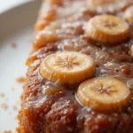 Banana Upside Down Cake 3 Close-up of Banana Upside Down Cake with caramelized banana topping