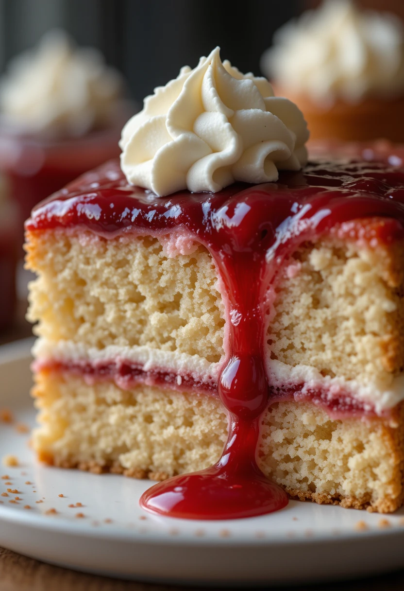 Close-up of Classic Victoria Sponge Cake with jam and cream filling