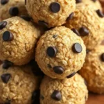 Healthy Peanut Butter Protein Balls 3 Close-up of healthy peanut butter protein balls with oats and peanut butter