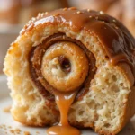 Maple Cinnamon Rolls 3 Close-up of a maple cinnamon roll bite showing gooey cinnamon swirls and glossy maple glaze