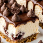 No-Bake Chocolate Chip Cheesecake 3 Close-up of a creamy No-Bake Chocolate Chip Cheesecake with mini chocolate chips