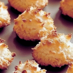 Close-up of chewy golden 2 Ingredient Coconut Macaroons