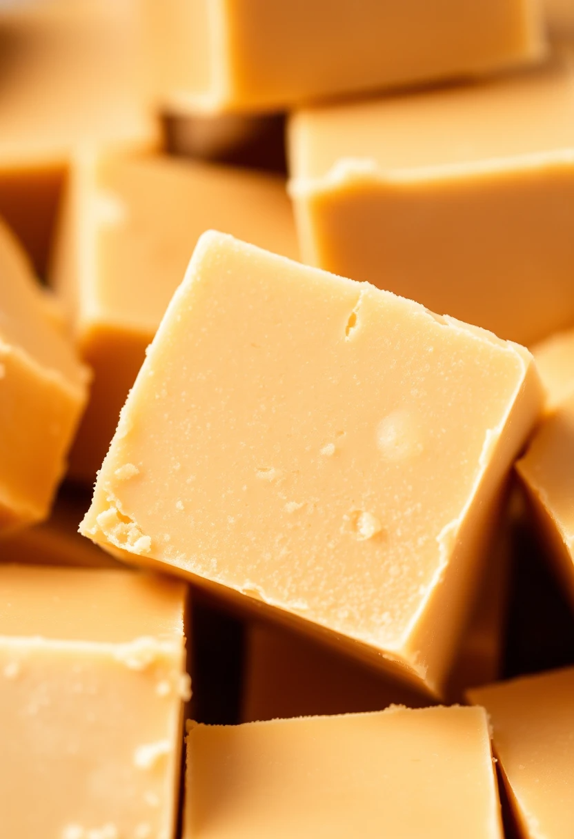 Close-up of creamy 3 Ingredient Maple Fudge squares