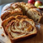 Apple Fritter Bread Recipe 5 Close-up of Apple Fritter Bread with cinnamon swirls and apple chunks