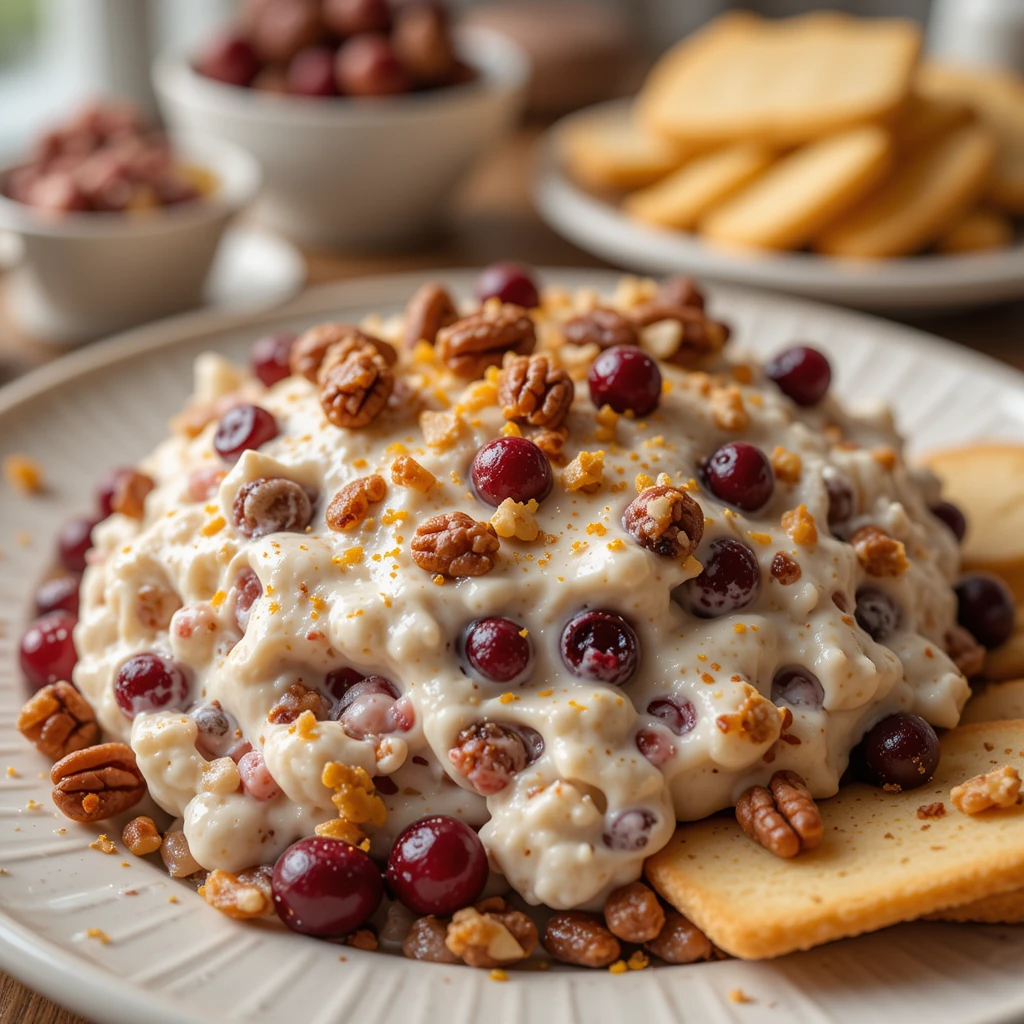 Baked Cream Cheese Cranberry Dip 4 Baked Cream Cheese Cranberry Dip in skillet with nuts and fresh cranberries