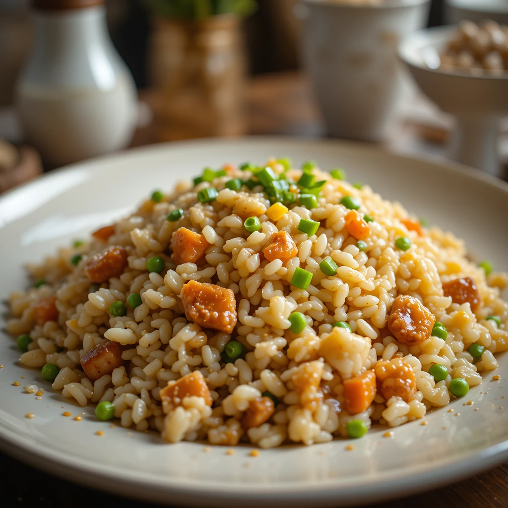 Better Than Takeout Fried Rice Recipe 4 Plate of homemade fried rice with vegetables and scrambled eggs