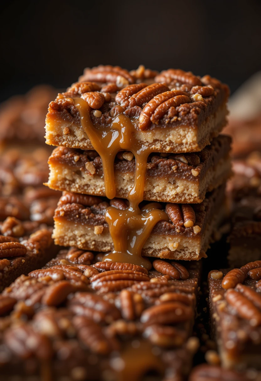 Gooey Caramel Pecan Turtles Bars with chocolate topping