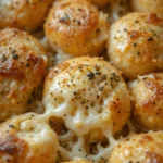 Cheese-Filled Parmesan and Mozzarella Bites 3 Close-up of crispy golden cheese-filled bites with gooey mozzarella and Parmesan cheese inside