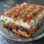 Christmas Cookie Lasagna Recipe 5 Close-up of Christmas Cookie Lasagna with sprinkles