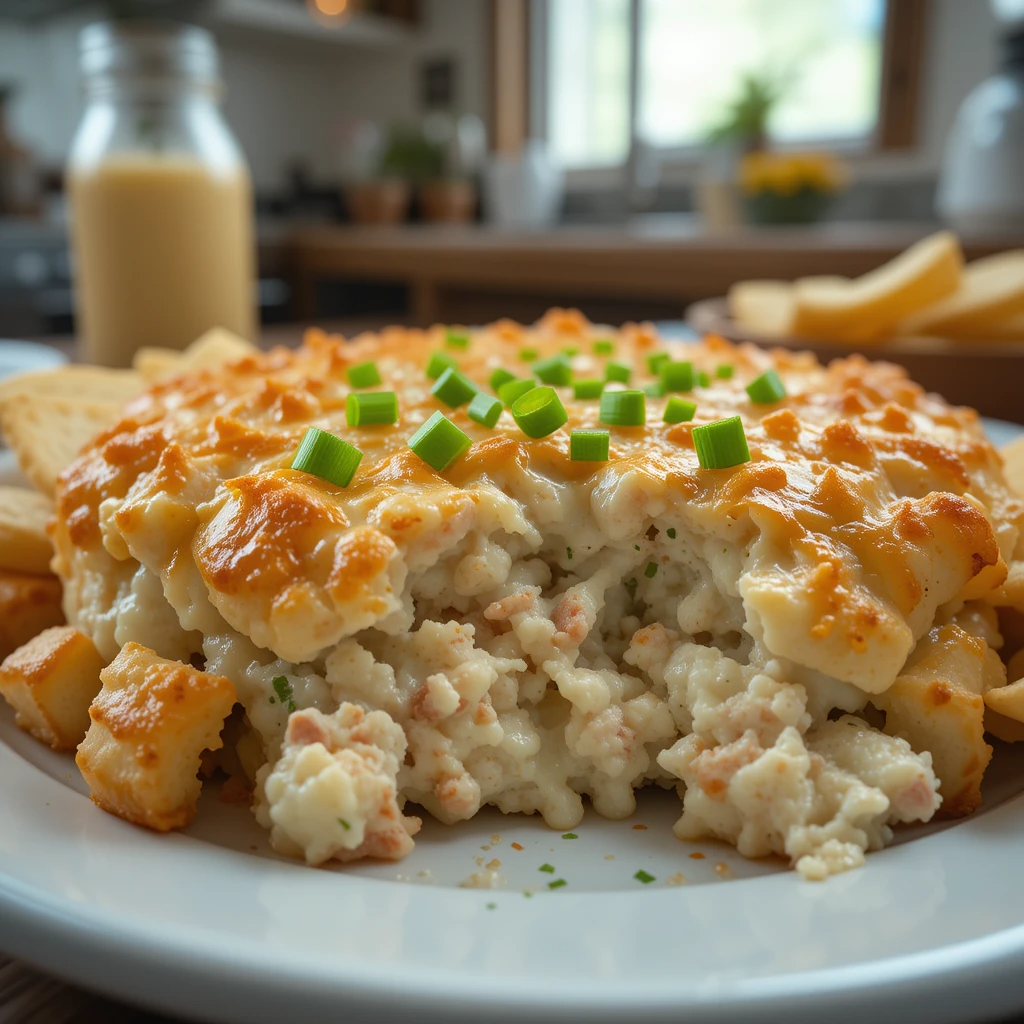 Crab Rangoon Dip Recipe 4 Hot, creamy crab rangoon dip topped with green onions and served with crispy wonton chips.