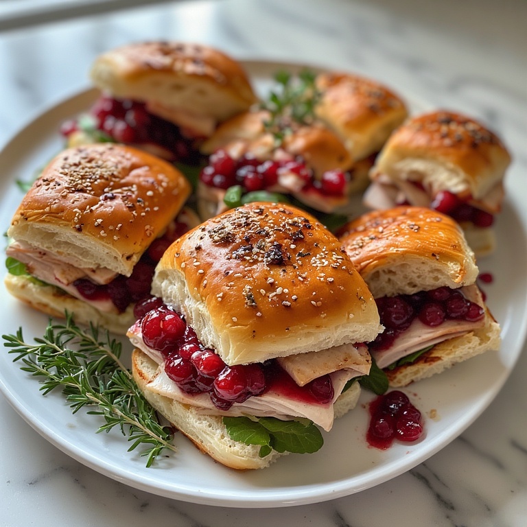 Cranberry Turkey Sliders Recipe 4 Close-up of Cranberry Turkey Sliders with melted cheese
