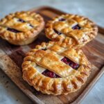 Mini Cherry Pie Recipe 5 Close-up of Mini Cherry Pies with golden crust and cherry filling
