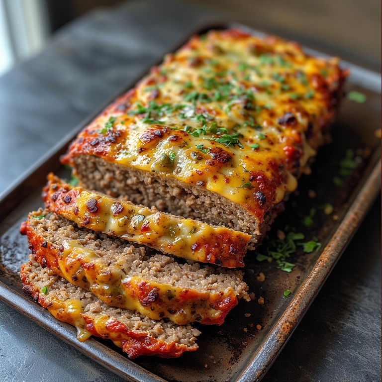 Philly Cheesesteak Meatloaf Recipe 4 Close-up of Philly Cheesesteak Meatloaf slice