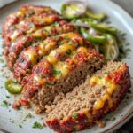 Philly Cheesesteak Meatloaf Recipe 5 Close-up of Philly Cheesesteak Meatloaf slice