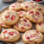 Strawberry Cheesecake Cookies Recipe 5 Close-up of Strawberry Cheesecake Cookies with strawberry bits