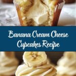 Banana cream cheese cupcakes with swirled frosting and walnut garnish